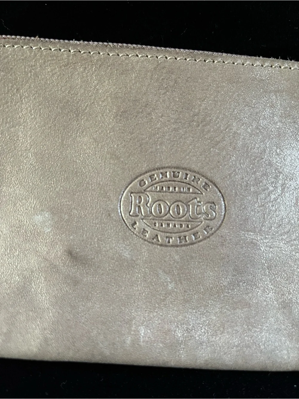 Roots Medium Leather Zip Pouch Tribe